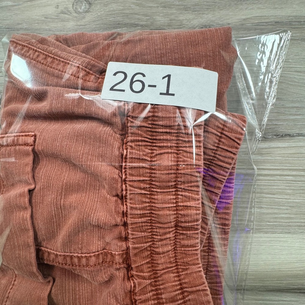 Anthropologie Cargo Jogger Pants Red Cotton Blend Drawstring Waist Womens 28 - Picture 10 of 10